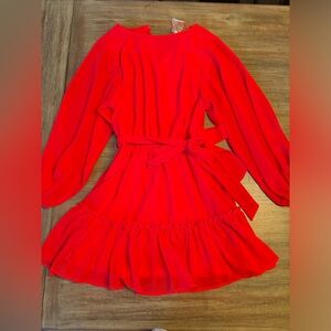 Long sleeve red ruffle dress size extra-small from Flying Tomato